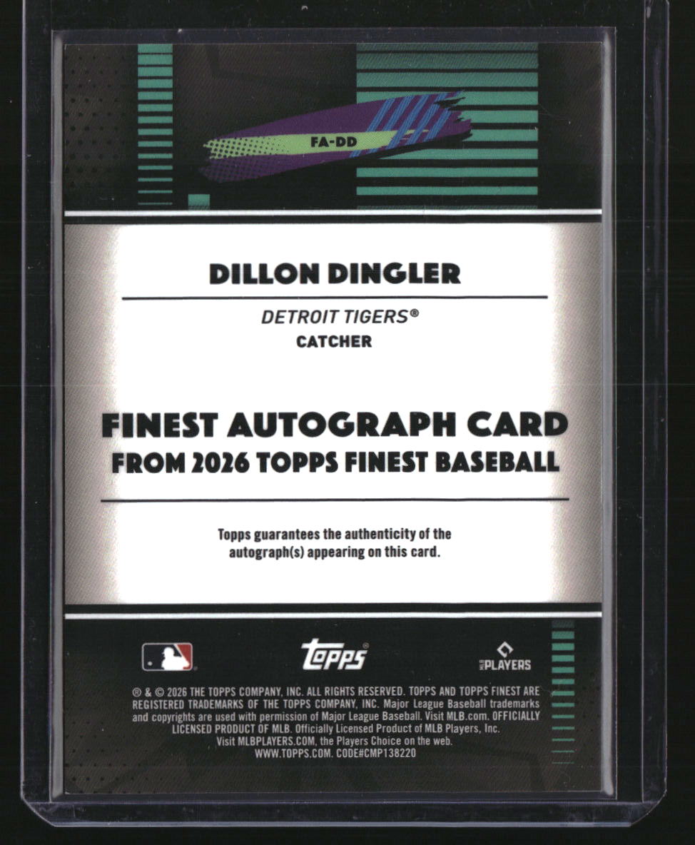 2026 Finest Dillon Dingler Finest Autographs Purple Refractors #/75