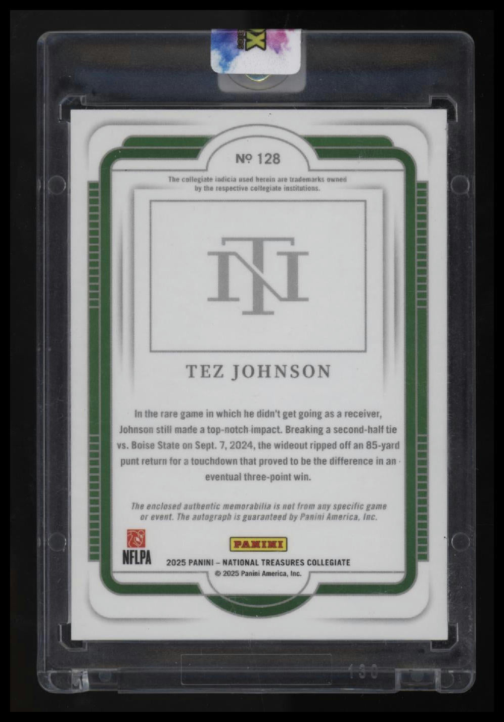 2025 Panini National Treasures Tez Johnson College Silhouettes Sig Team Logo #/1