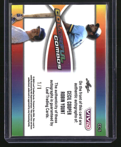 2025 Leaf Vivid Cecil Cooper / Robin Yount Colorful Combos Prismatic Black #/1