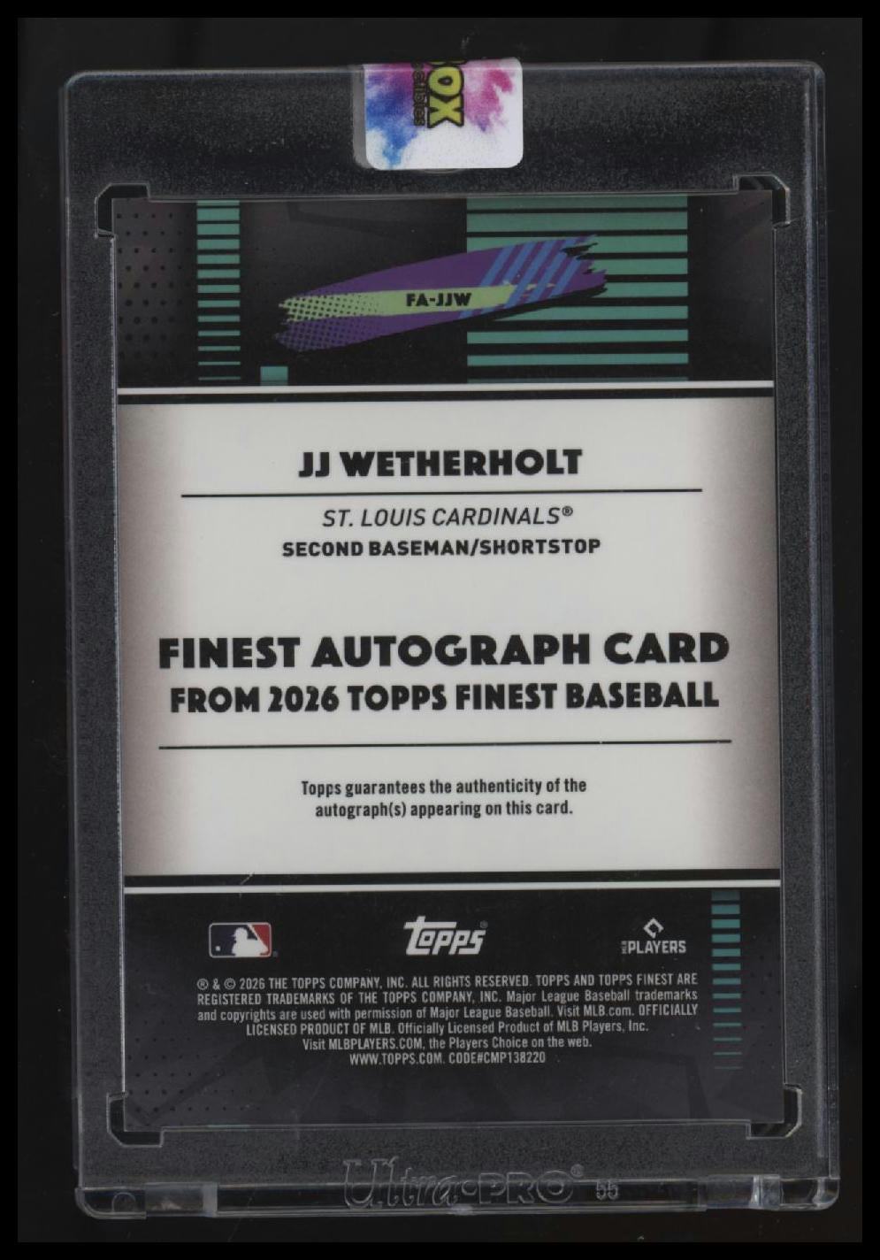 2026 Finest JJ Wetherholt Finest Autographs Blue Refractors #/150