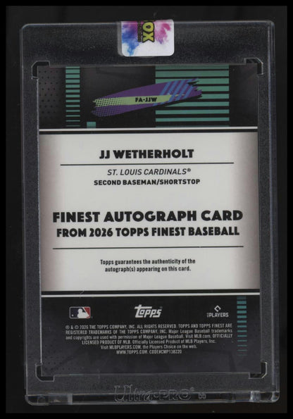 2026 Finest JJ Wetherholt Finest Autographs Blue Refractors #/150