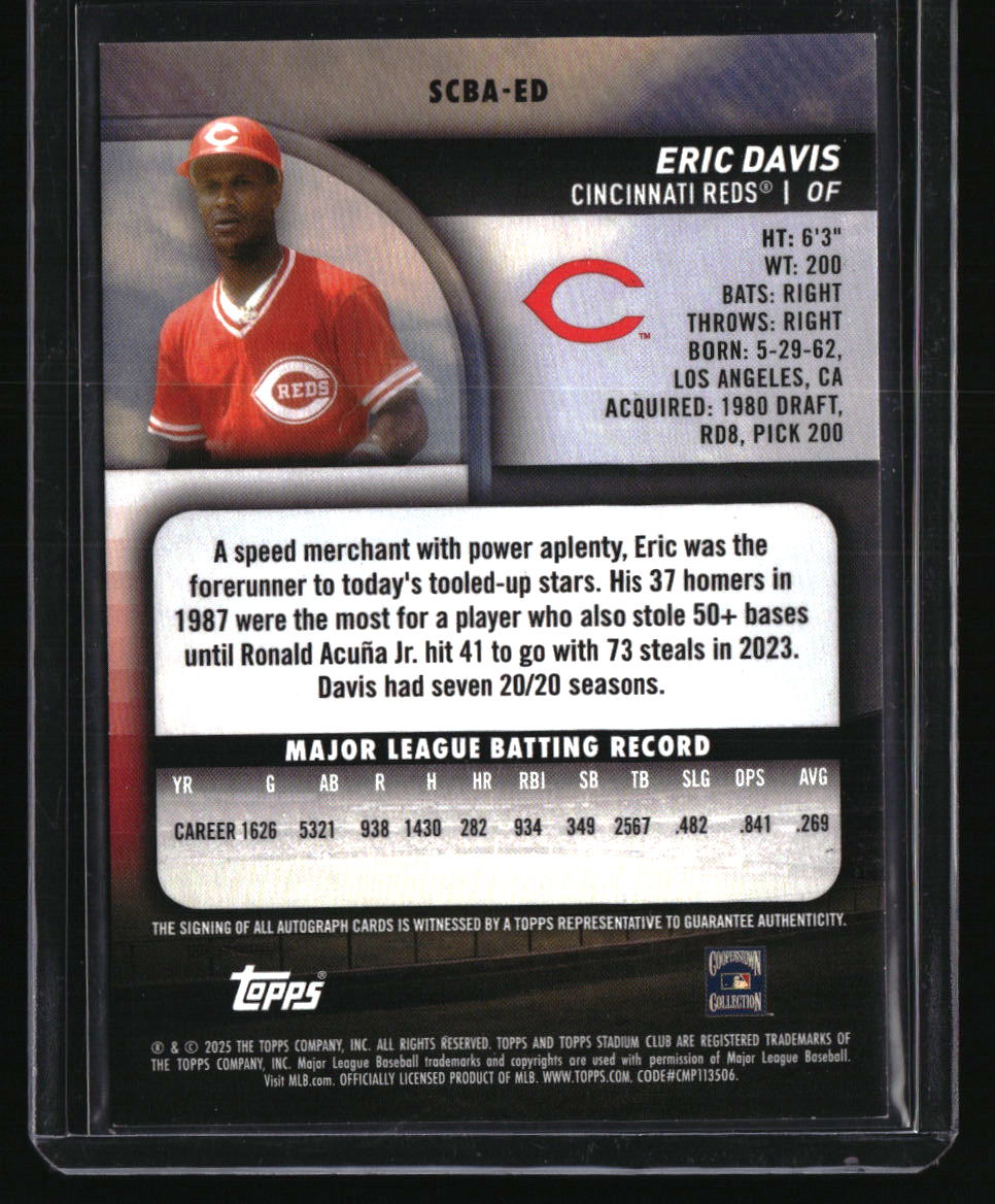 2025 Stadium Club Eric Davis Base Autographs Yellow Foil