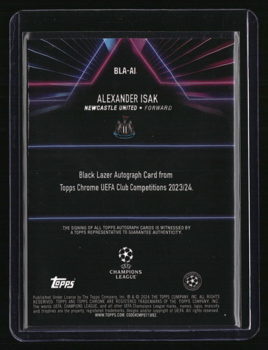 2023-24 Topps Chrome UEFA CC Alexander Isak Black Lazer Auto #/150