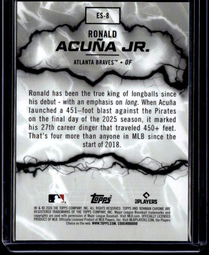 2026 Bowman Ronald Acuña Jr. Electric Sluggers Green Refractors #/99