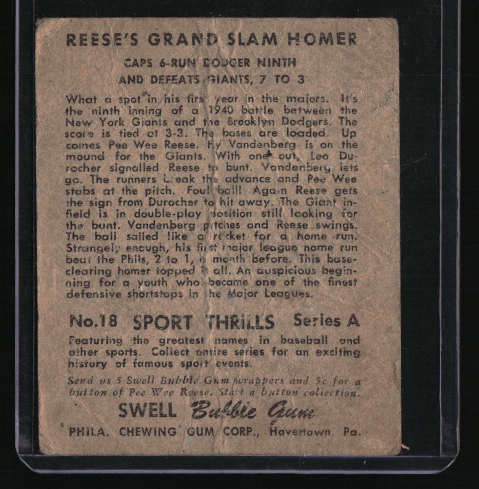1948 Swell Sport Thrills Home Run To Fame: Pee Wee Reese's Grand Slam