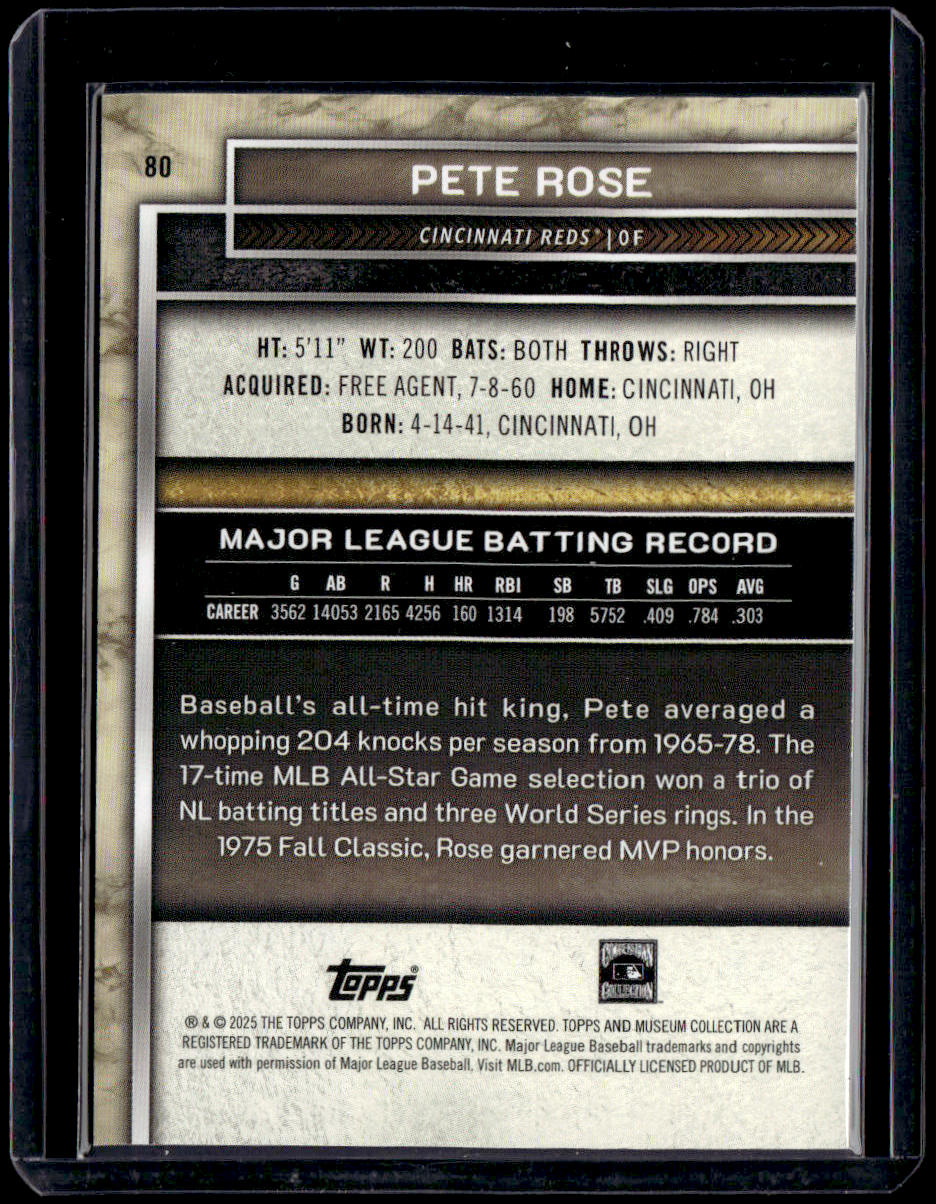 2025 Topps Museum Collection Pete Rose Pink Sapphire #/199