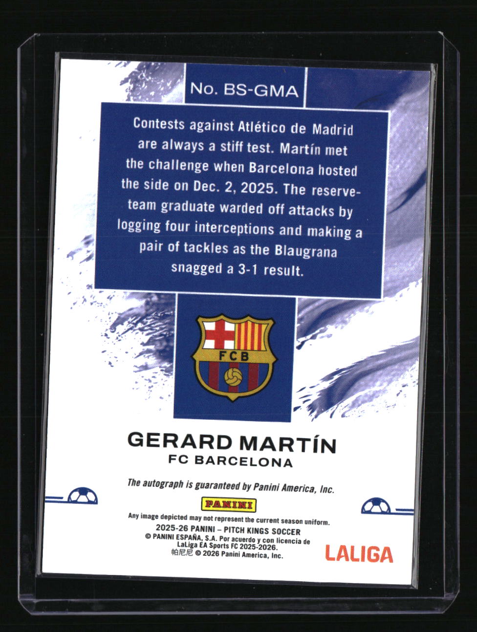 2025-26 Panini Pitch Kings Soccer Gerard Martin Brush Strokes Autograph
