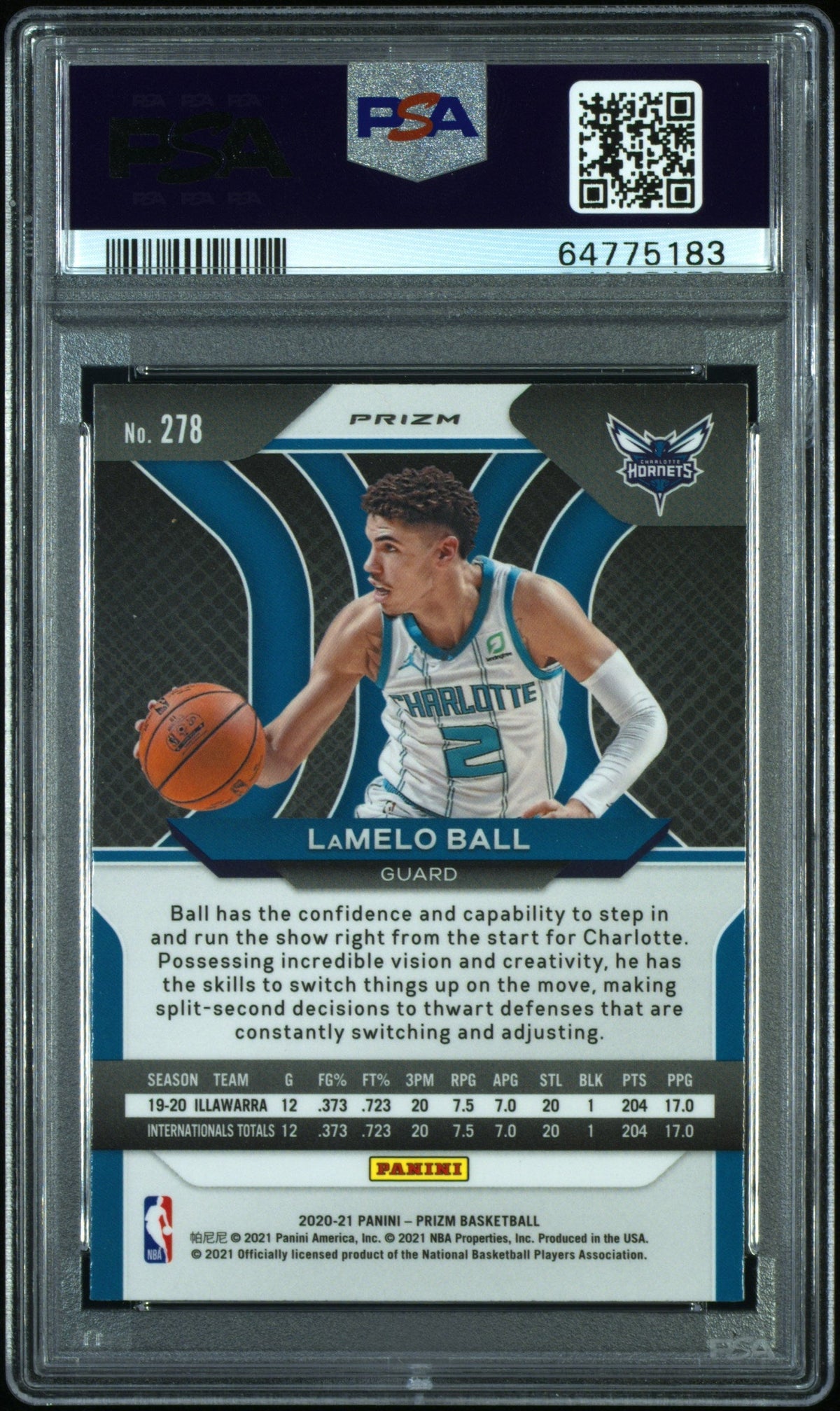 2020 Panini Prizm Lamelo Ball Silver Prizm PSA 9