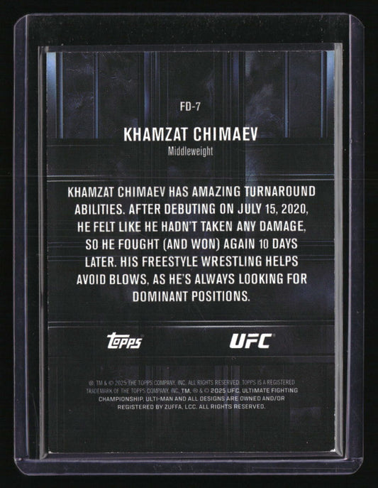 2025 Topps Knockout UFC Khamzat Chimaev Fight DNA Red #/25