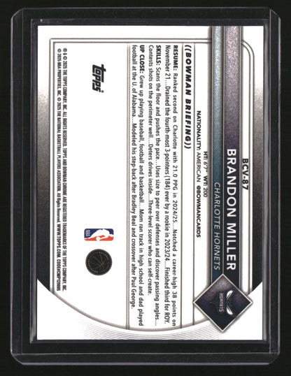 2025-26 Bowman Brandon Miller Chrome Gold Shimmer Refractors #/50