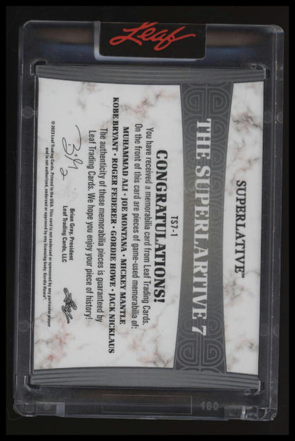 2023 Leaf 1/1 Superlative 7 Montana, Kobe, Howe, Ali, Mantle, Federer, Nicklaus