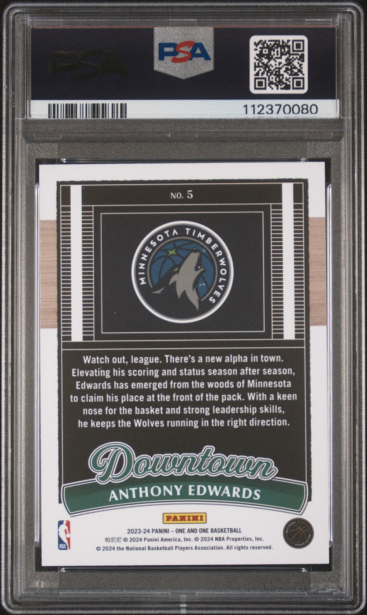2023 Panini One And One Downtown Anthony Edwards PSA 10