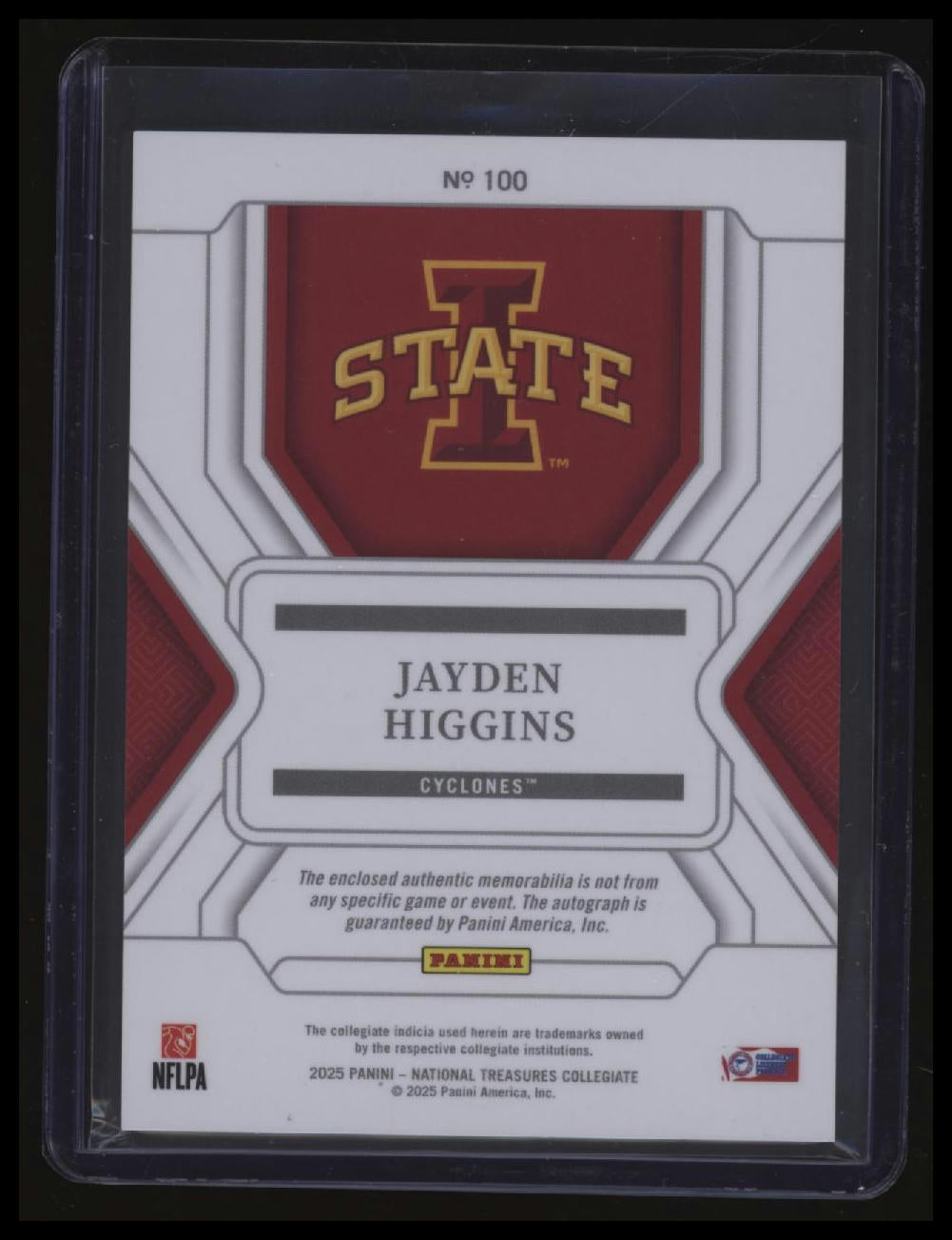 2025 Panini National Treasures Collegiate Jayden Higgins Signatures Silver #/39
