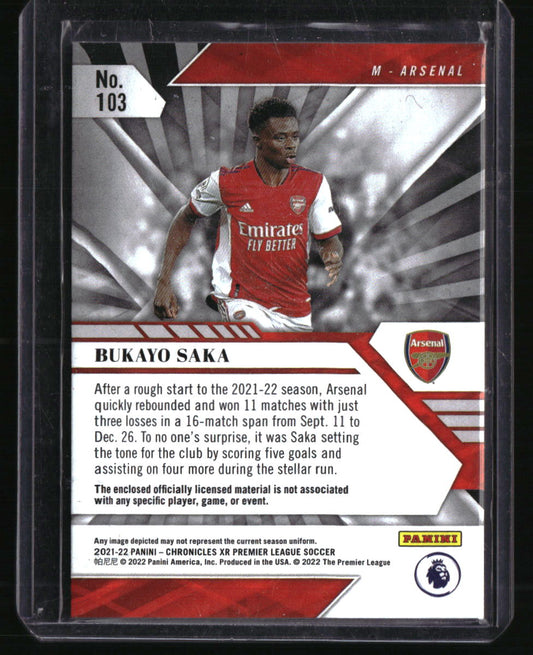 2021-22 Panini Chronicles Bukayo Saka XR Premier League Memorabilia #/250