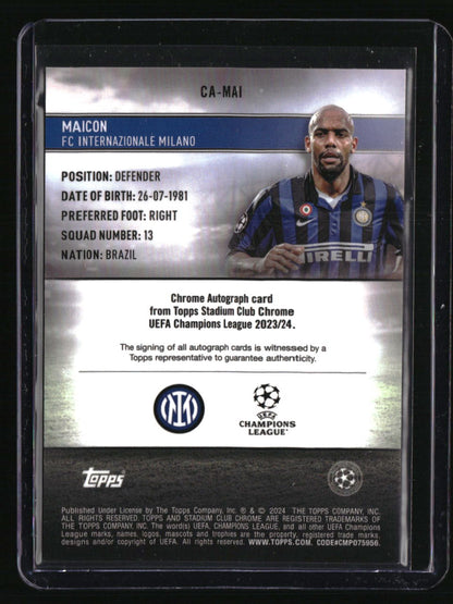 2023-24 Stadium Club Chrome UEFA Champions League Maicon Auto Blue Wave #/75