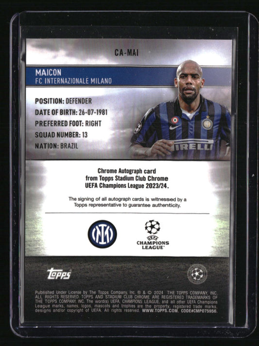 2023-24 Stadium Club Chrome UEFA Champions League Maicon Auto Blue Wave #/75