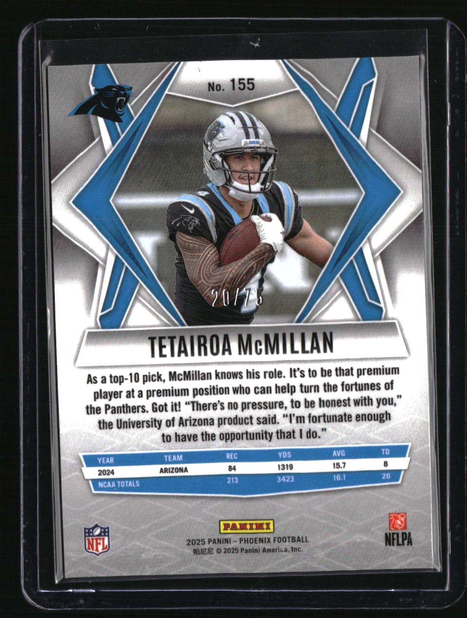 2025 Panini Phoenix Tetairoa McMillan Pink Seismic Prizm #/75