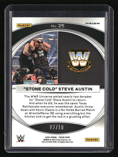 2024 Panini Prizm WWE "Stone Cold" Steve Austin WrestleMania Moments Gold #/10