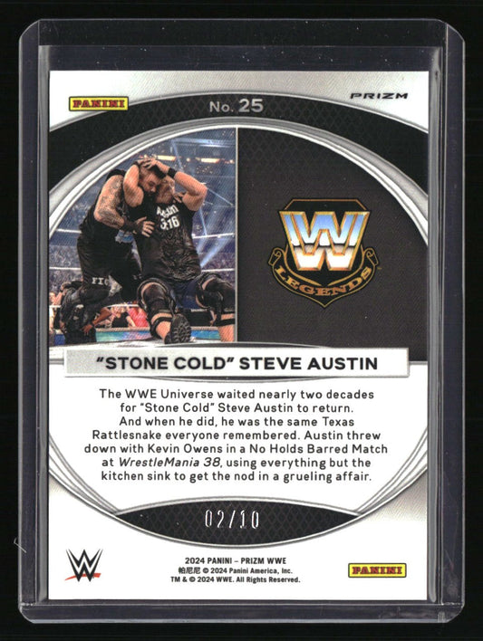 2024 Panini Prizm WWE "Stone Cold" Steve Austin WrestleMania Moments Gold #/10
