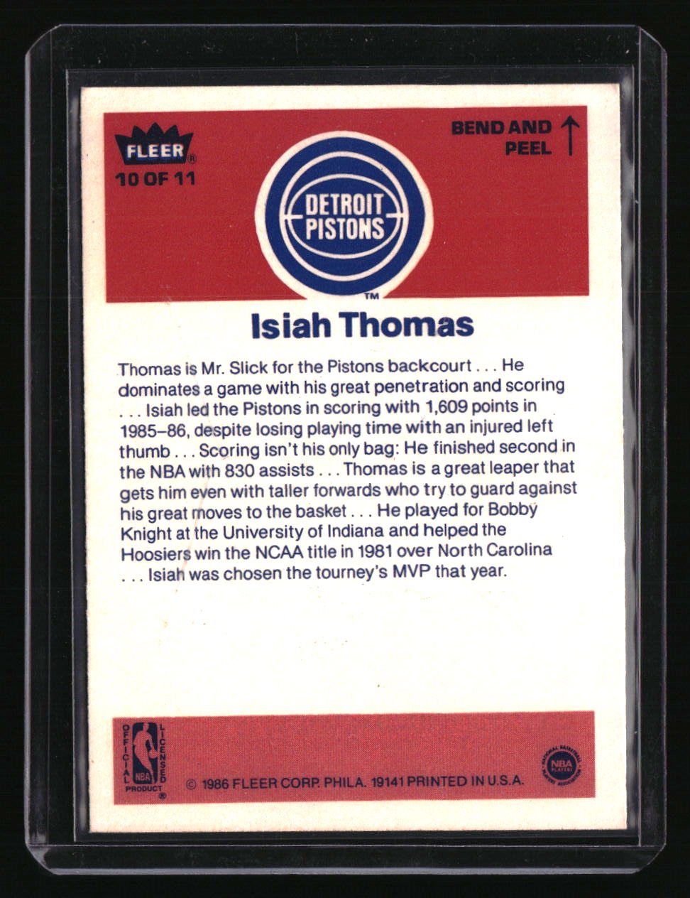 1986-87 Fleer Isiah Thomas Stickers