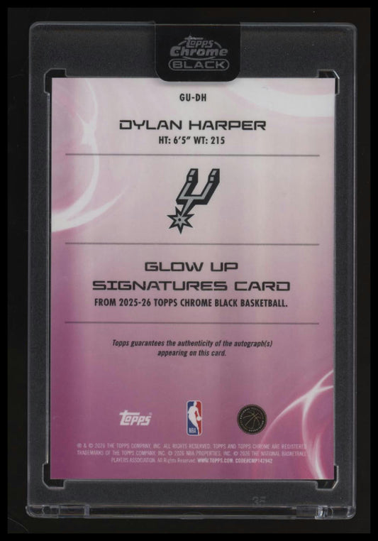 2025-26 Topps Chrome Black Dylan Harper Glow Up Signatures