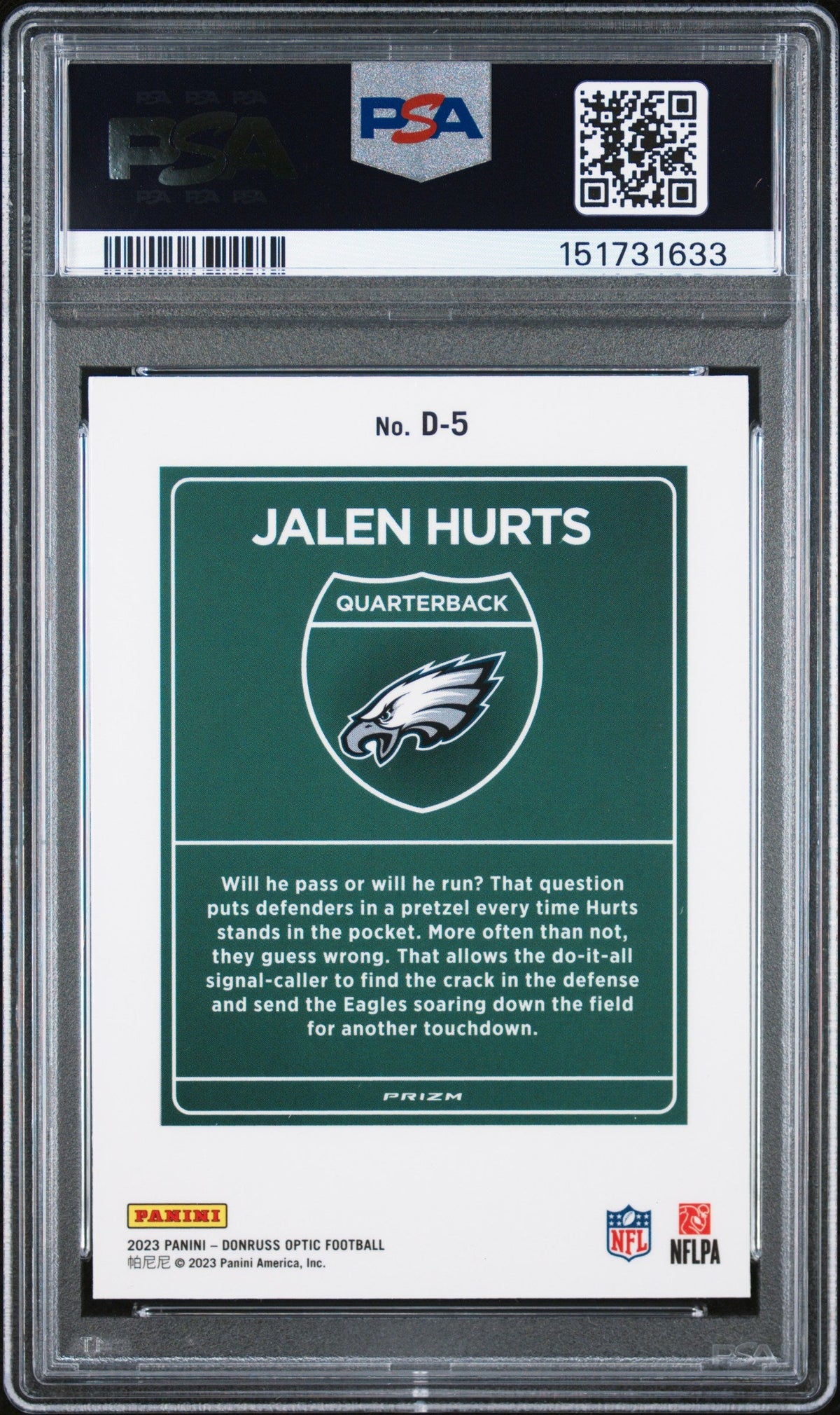 2023 Panini Donruss Optic Downtown! Jalen Hurts PSA 10
