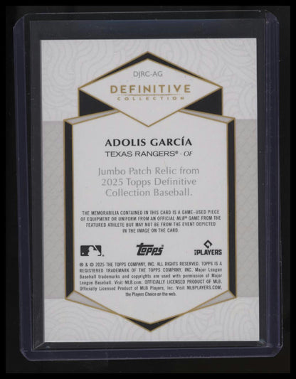 2025 Topps Definitive Collection Adolis García Jumbo Relic Black #/10
