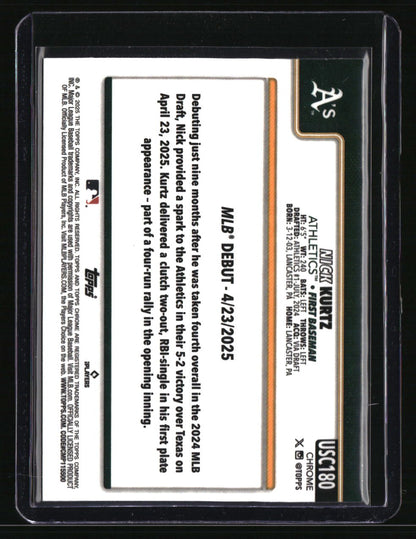2025 Topps Chrome Update Nick Kurtz Purple Refractors #/250