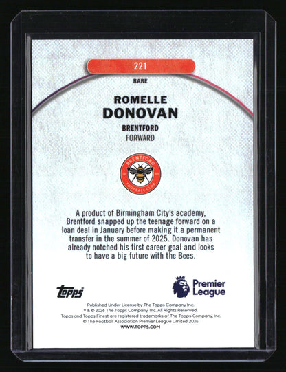 2025-26 Finest Premier League Romelle Donovan Black Refactors Bookend #/10