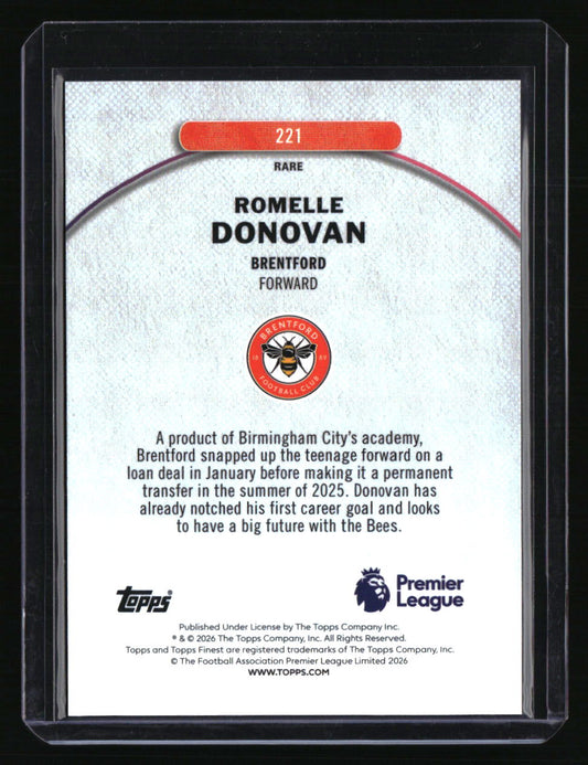2025-26 Finest Premier League Romelle Donovan Black Refactors Bookend #/10