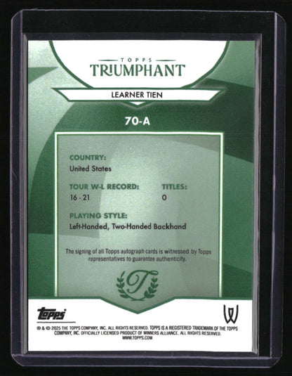 2025 Topps Triumphant Learner Tien Autographs Hard Court Aqua Blue Foil #/75