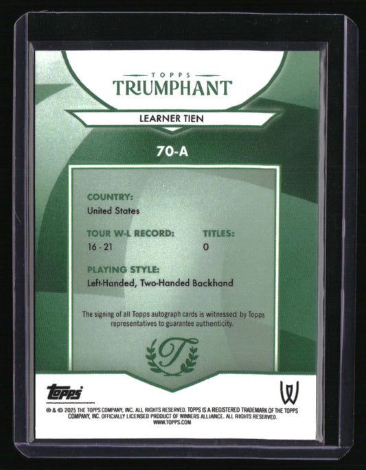 2025 Topps Triumphant Learner Tien Autographs Hard Court Aqua Blue Foil #/75