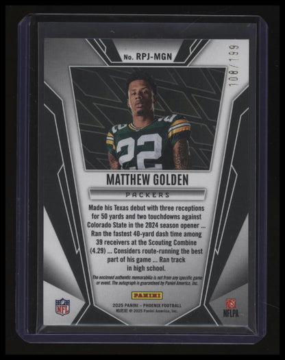 2025 Panini Phoenix Matthew Golden Rookie Phenom Jersey Auto Bronze Pandora /199