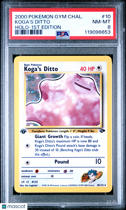 2000 Pokemon Gym Challenge Koga'S Ditto Holo-1st Edition PSA 8
