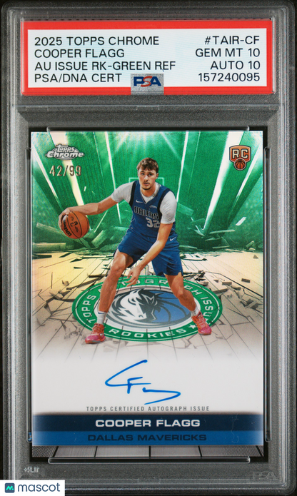 2025 Topps Chrome Autograph Issue Rookies Cooper Flagg Green Ref PSA 10