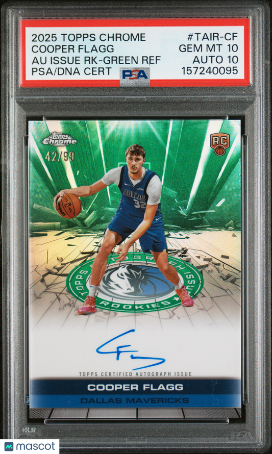 2025 Topps Chrome Autograph Issue Rookies Cooper Flagg Green Ref PSA 10