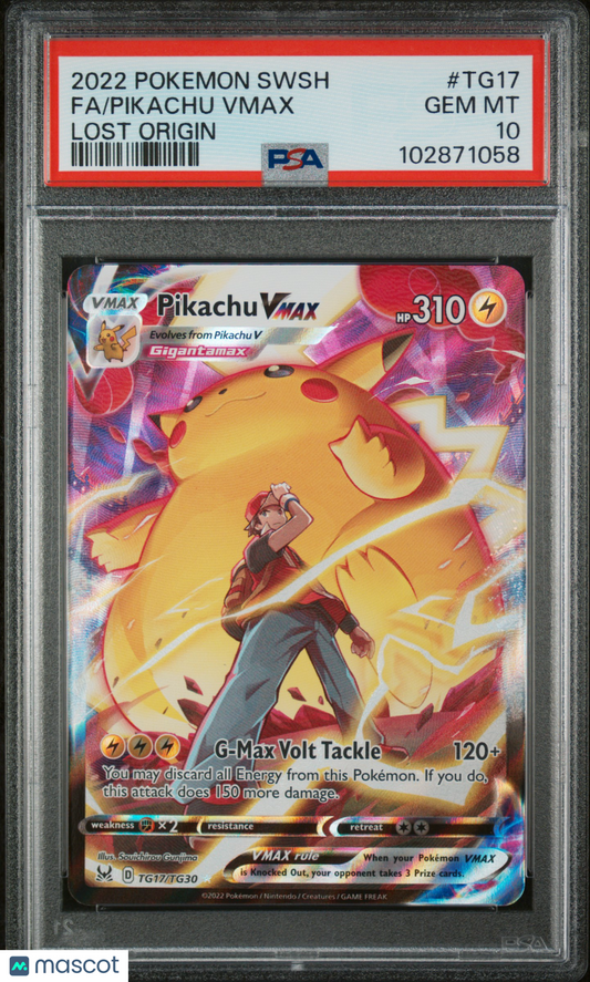 2022 Pokemon Sword & Shield Lost Origin Fa/Pikachu Vmax Lost Origin PSA 10