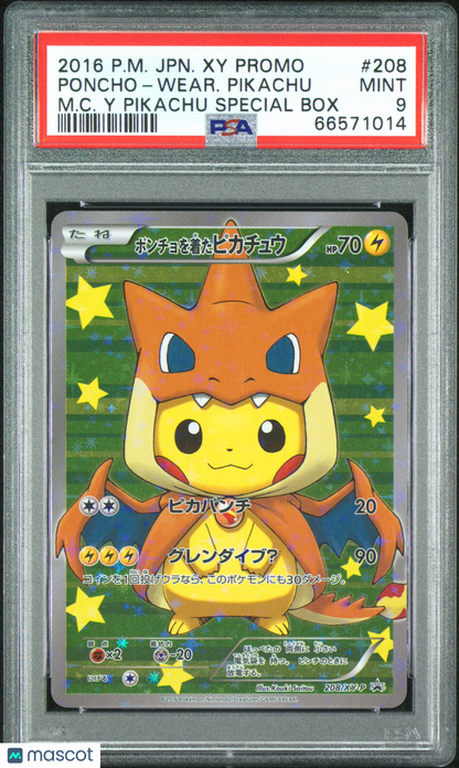2016 Pokemon Japanese Xy Promo Poncho-Wear. Pikachu M.C. Y Pikachu PSA 9