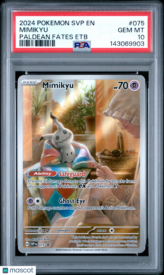 2024 Pokemon Svp En-Sv Black Star Promo Mimikyu Paldean Fates Etb PSA 10