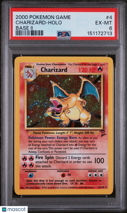 2000 Pokemon Game Base Ii Charizard-Holo Base Ii PSA 6