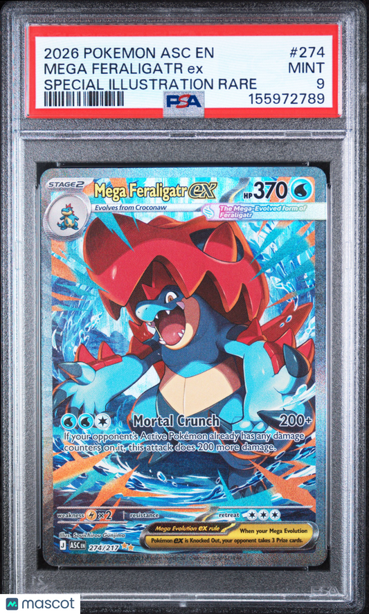 2026 Pokemon Ascended Heroes Mega Feraligatr Ex Special Illustration Rare PSA 9