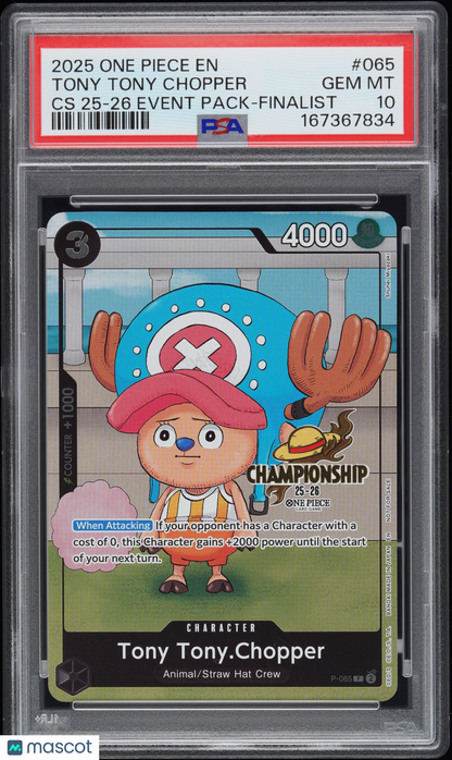 2025 One Piece Champ 2025-26 Event Pack Tony Tony Chopper Cs Finalist PSA 10