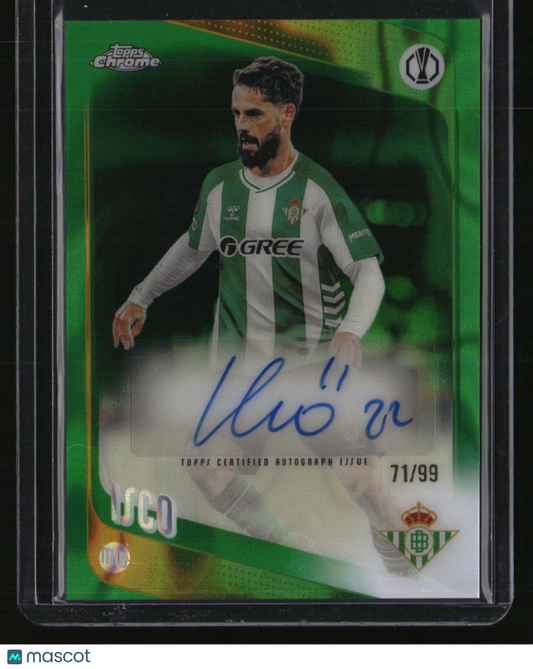 2025-26 Topps Chrome UEFA CC Isco Chrome Autographs Green Lava Refractor #/99