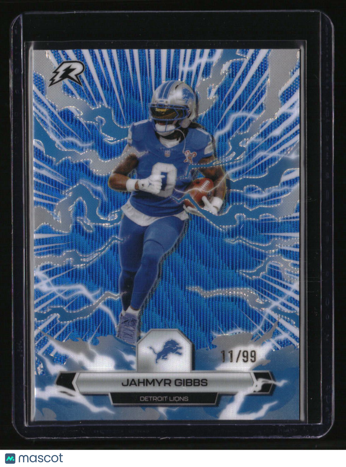 2025 Topps Resurgence Jahmyr Gibbs Blue Surge Refractor #/99 Color Match