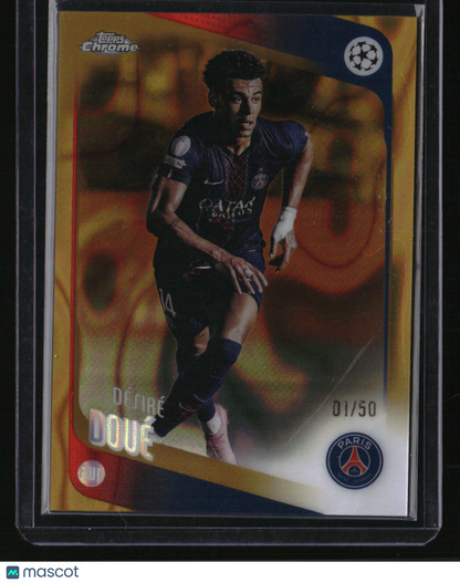 2025-26 Topps UEFA Club Competitions Désiré Doué Gold Inferno Holo #/50