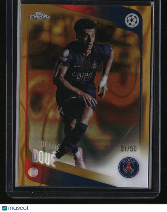 2025-26 Topps UEFA Club Competitions Désiré Doué Gold Inferno Holo #/50
