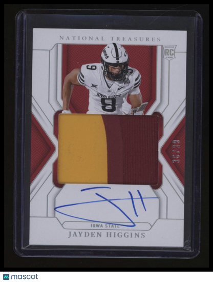 2025 Panini National Treasures Collegiate Jayden Higgins Signatures Silver #/39