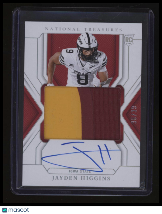 2025 Panini National Treasures Collegiate Jayden Higgins Signatures Silver #/39