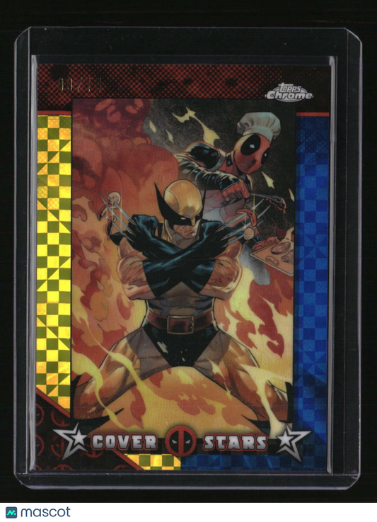 2025 Topps Chrome Marvel Deadpool #4 Cover Stars Wolverine Yellow Blue X-Fractor