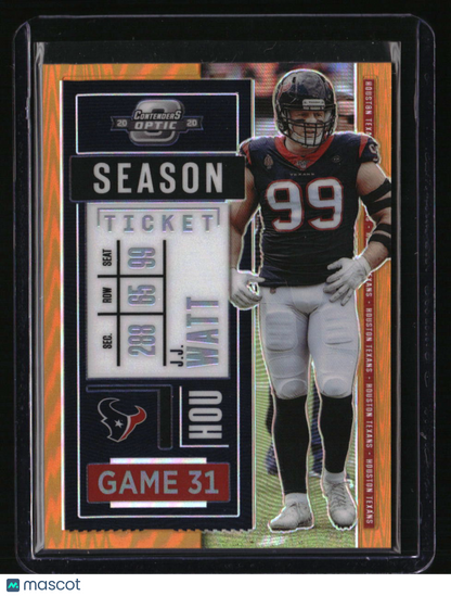 2020 Panini Contenders Optic J.J. Watt Orange #/50 Season Ticket